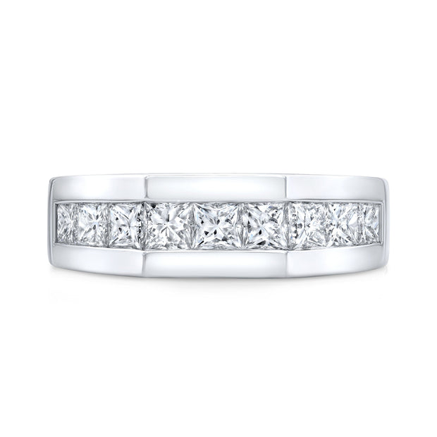 1.50 Carat Men's Graduating Princess Cut Diamond Ring 7mm Width