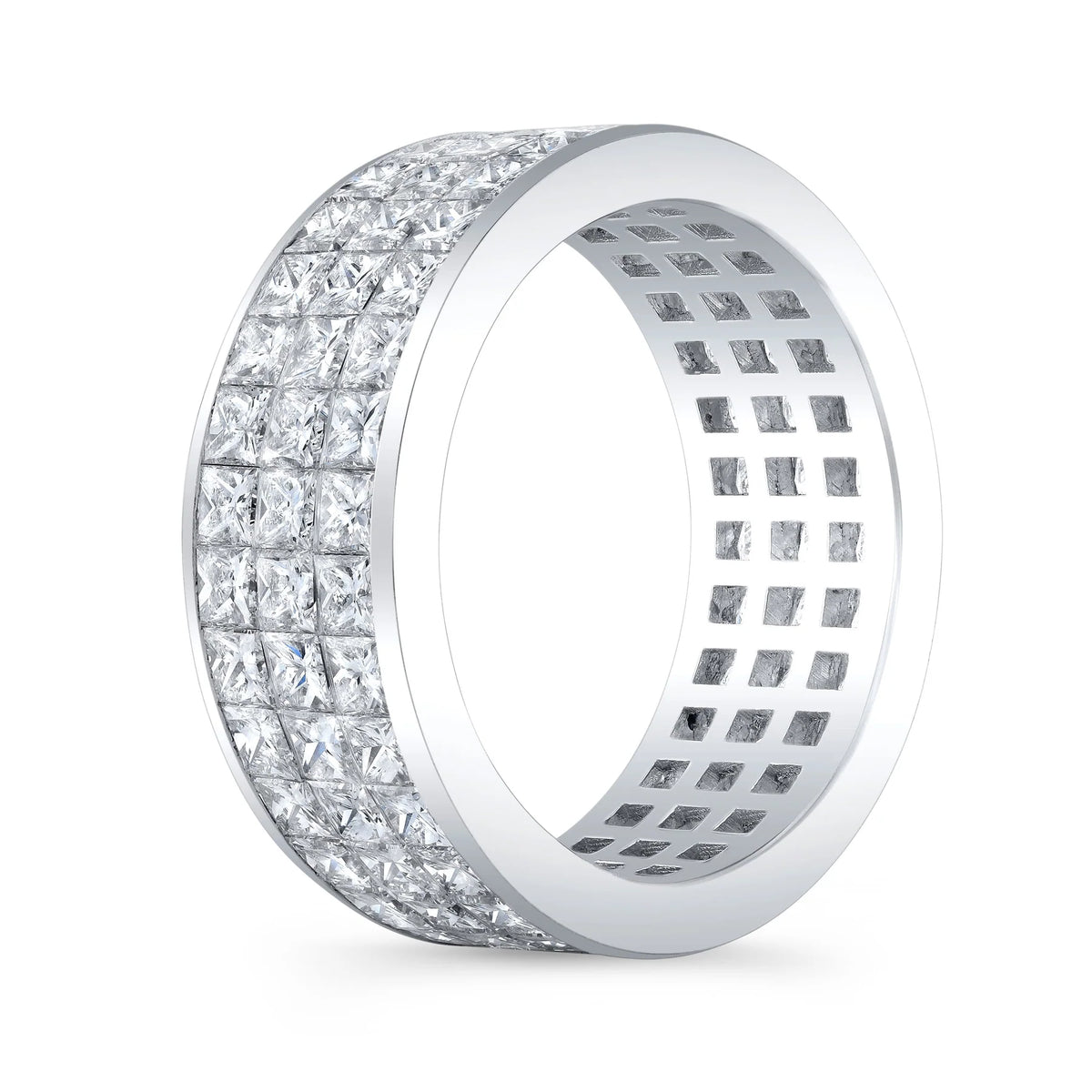 Lab grown princess cut men's eternity ring 8