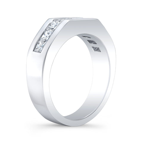 1.50 Carat Men's Graduating Princess Cut Diamond Ring 7mm Width