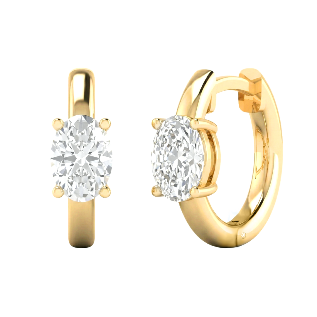 Oval Cut Diamond hoop earrings Yellow Gold