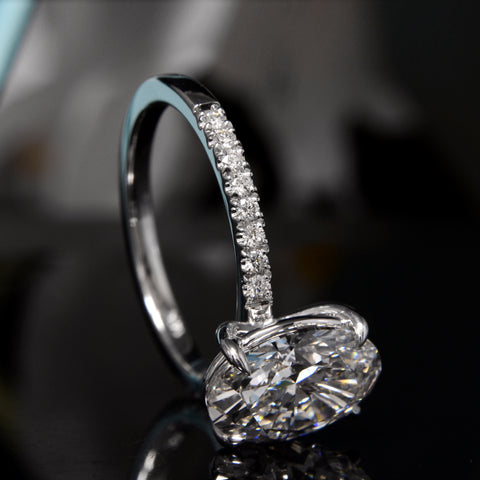 2.90 Ct. Oval Engagement Ring Set H Color VS2 GIA Certified