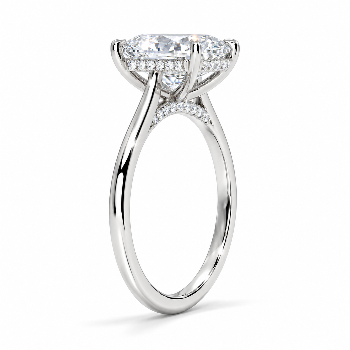 Lab grown hidden halo oval cut diamond ring d vvs1 igi certified