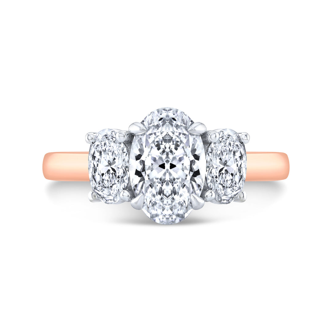Oval Cut 3-Stone Diamond Ring in rose gold