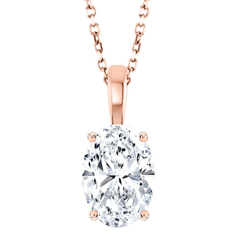 Oval cut pendant with rolo chain in rose gold
