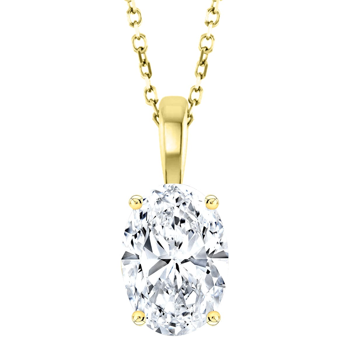 Oval cut pendant with rolo chain in yellow gold