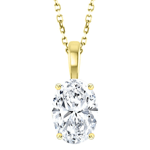 Oval cut pendant with rolo chain in yellow gold