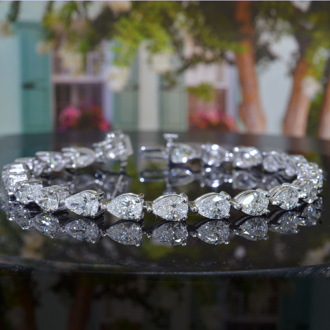 Lab Grown Pear Cut Diamond East West Tennis Bracelet