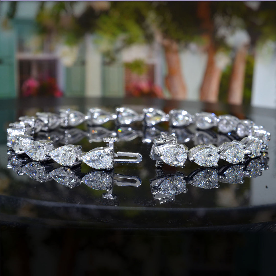 Lab Grown Pear Cut Diamond East West Tennis Bracelet
