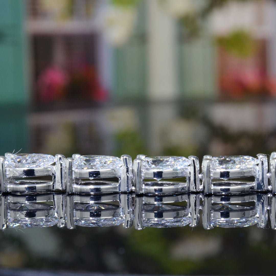 Lab Grown Pear Cut Diamond East West Tennis Bracelet