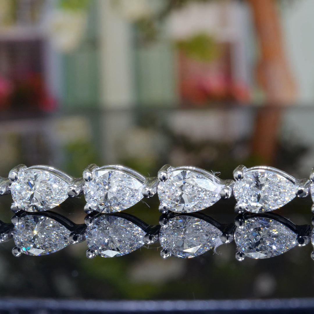 Lab Grown Pear Cut Diamond East West Tennis Bracelet