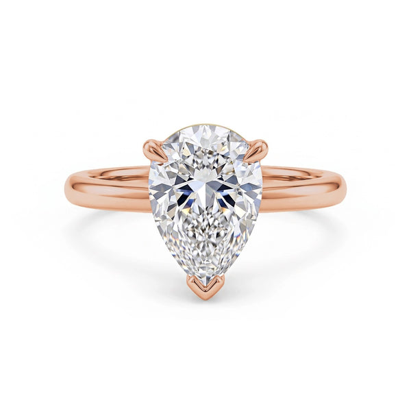 Lab Grown Hidden Halo Pear Cut Diamond Ring D VVS1 IGI Certified