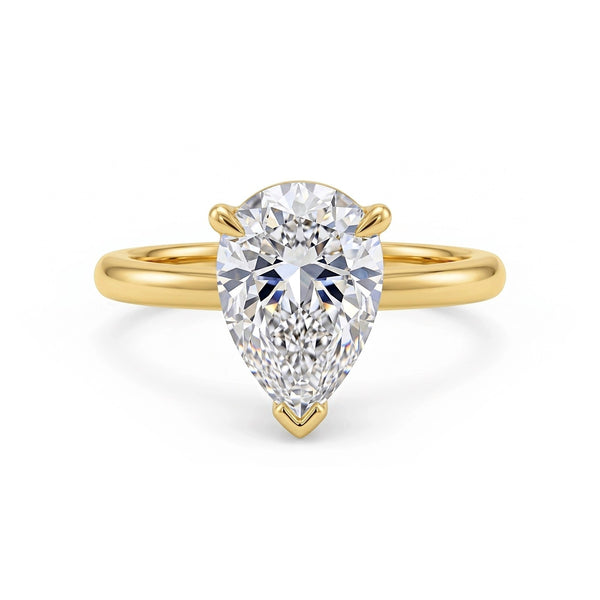 Lab Grown Hidden Halo Pear Cut Diamond Ring D VVS1 IGI Certified