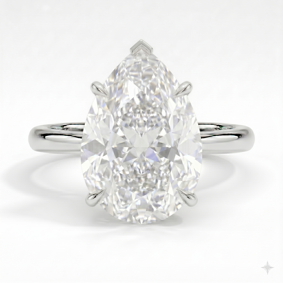 Lab Grown Hidden Halo Pear Cut Diamond Ring D VVS1 IGI Certified