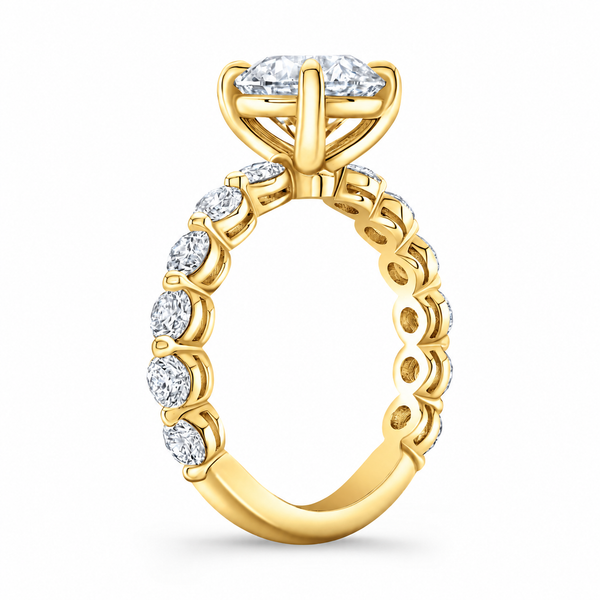 Cathedral Ring with Single-Prong Accent Diamonds
