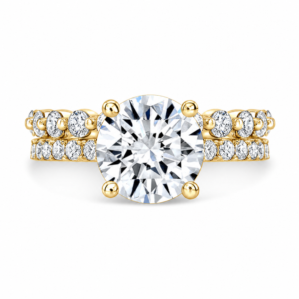 The Celeste Diamond Cathedral Setting with Matching Band
