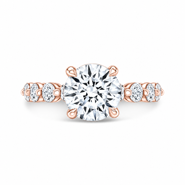 Cathedral Ring with Single-Prong Accent Diamonds