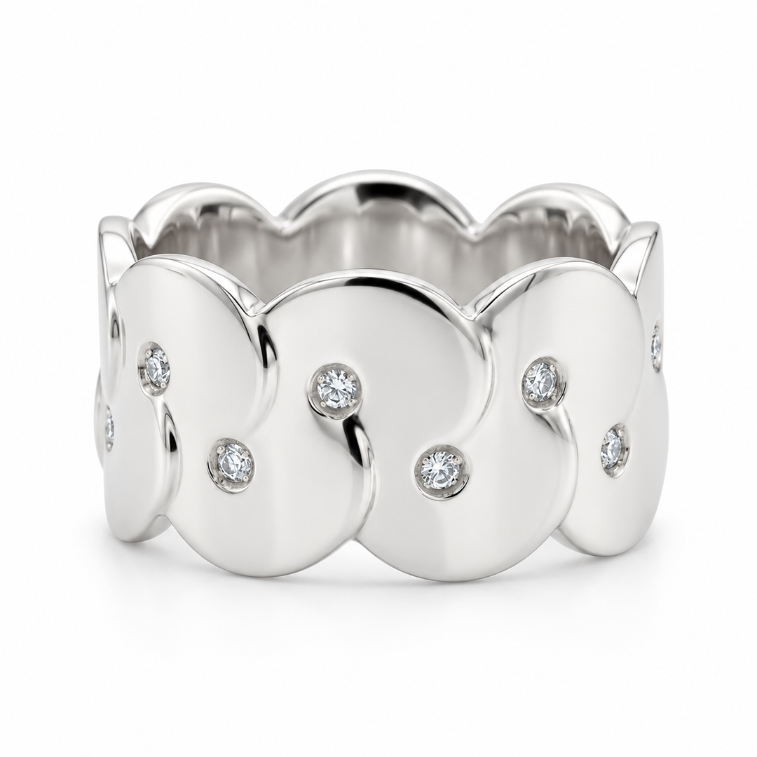High Polish Scallop Wedding Band 10.5mm