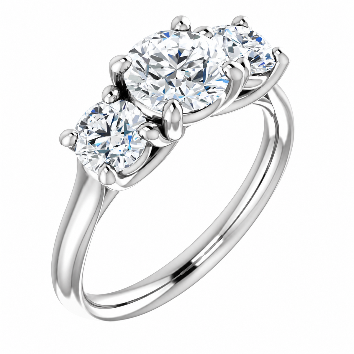 Three stone round cut diamond ring