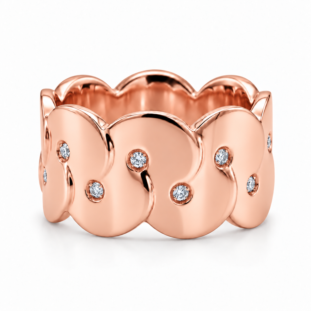 High Polish Scallop Wedding Band 10.5mm