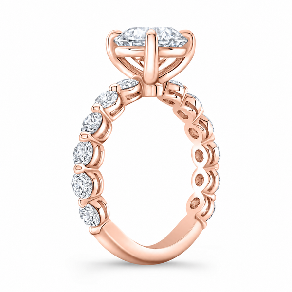 Cathedral Ring with Single-Prong Accent Diamonds