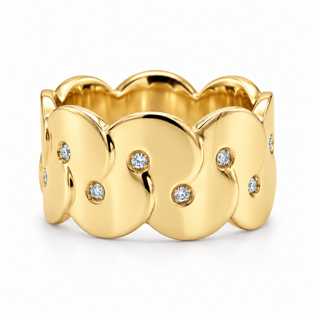 High Polish Scallop Wedding Band 10.5mm