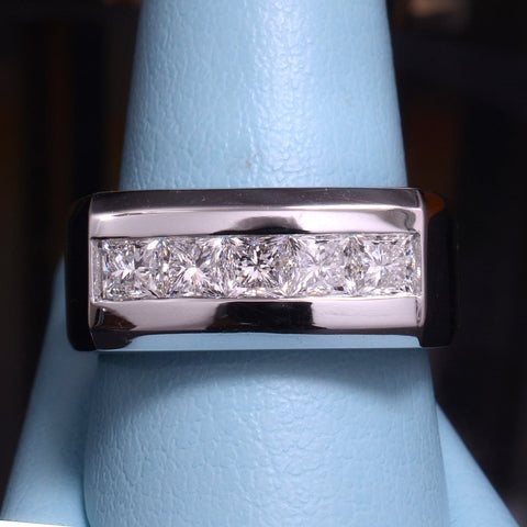 1.25 Ct. Men's Diamond Ring Channel Set Princess Cut 8mm Width