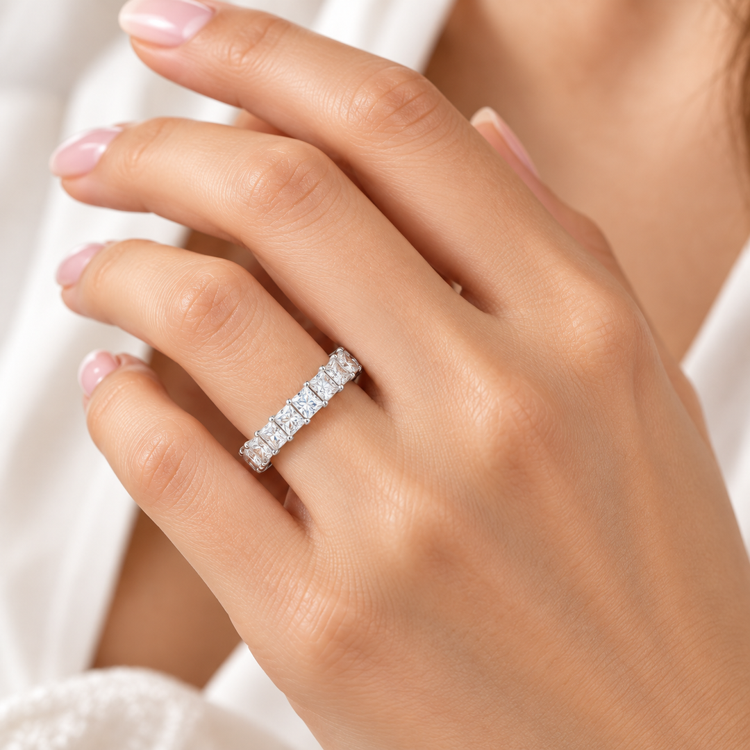 3.50 Ct. Princess Cut Diamond Eternity Band Natural