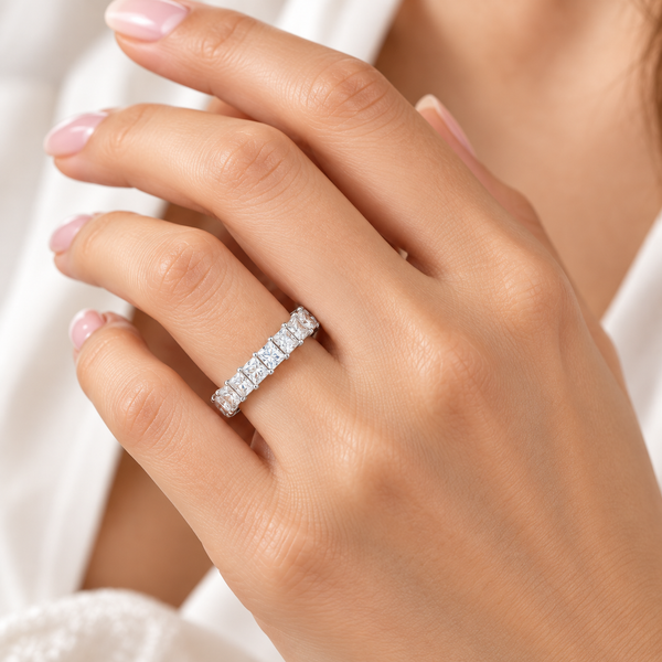 2.50 Ct. Princess Cut Eternity Band Natural Diamonds F-G Color VS1 Clarity