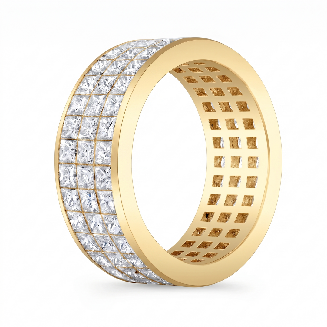 Lab Grown Princess Cut Men's Eternity Ring 8.5mm (7.5 Ctw)