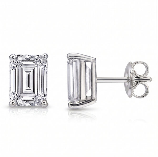 1 Ctw. Emerald Cut Diamond Stud Earrings Natural GIA Certified