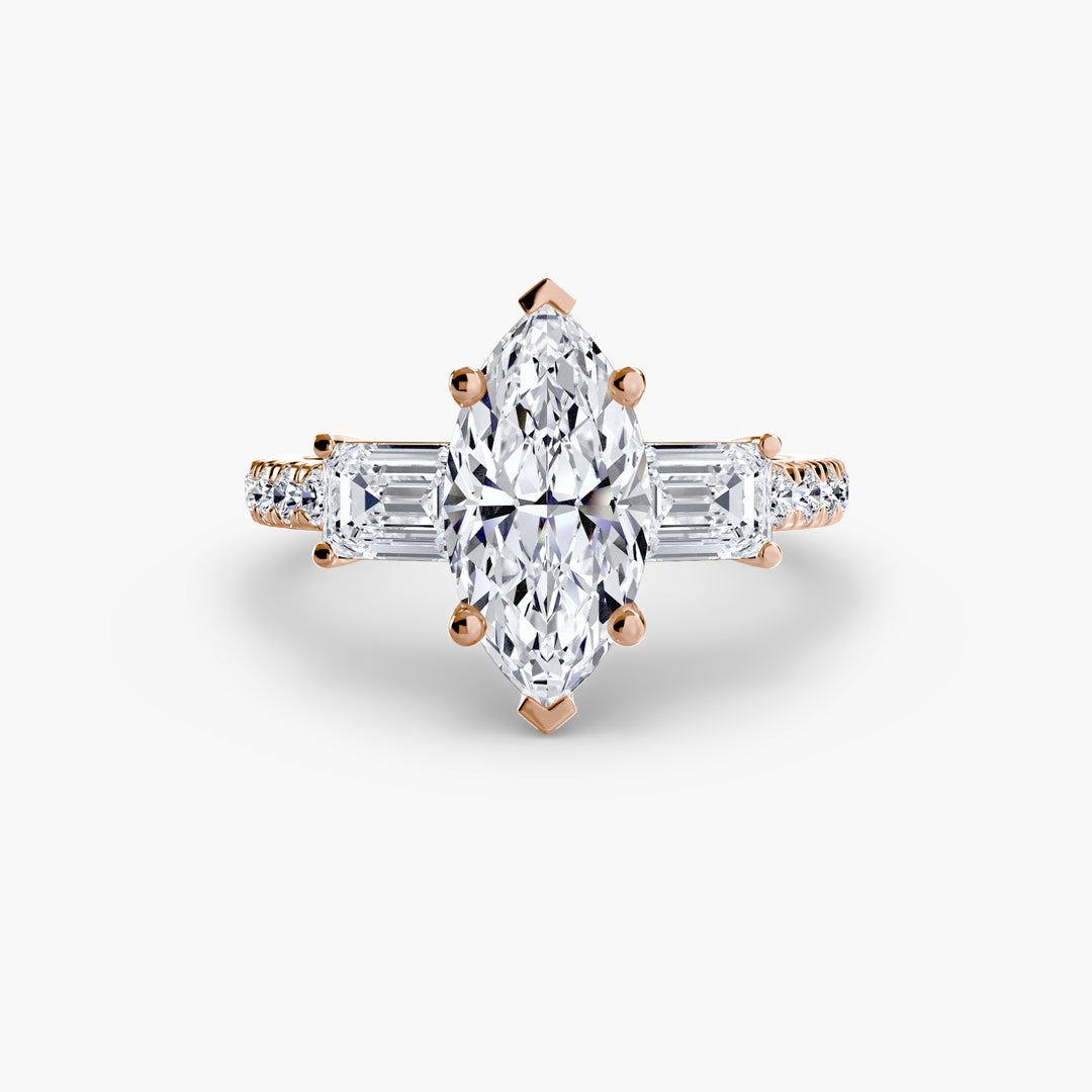 Three-Stone Ring with Pavé Band 4