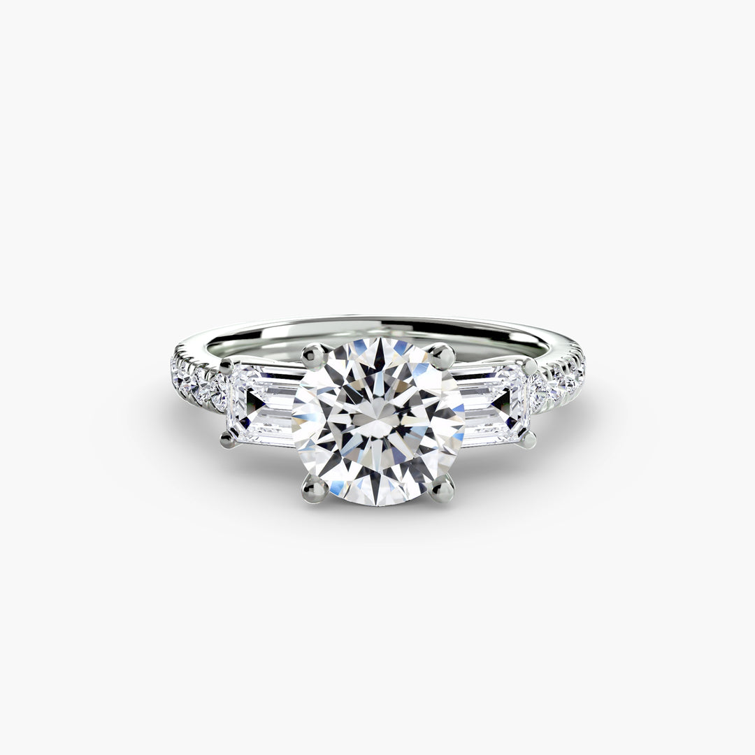 Three-Stone Ring with Pavé Band 4