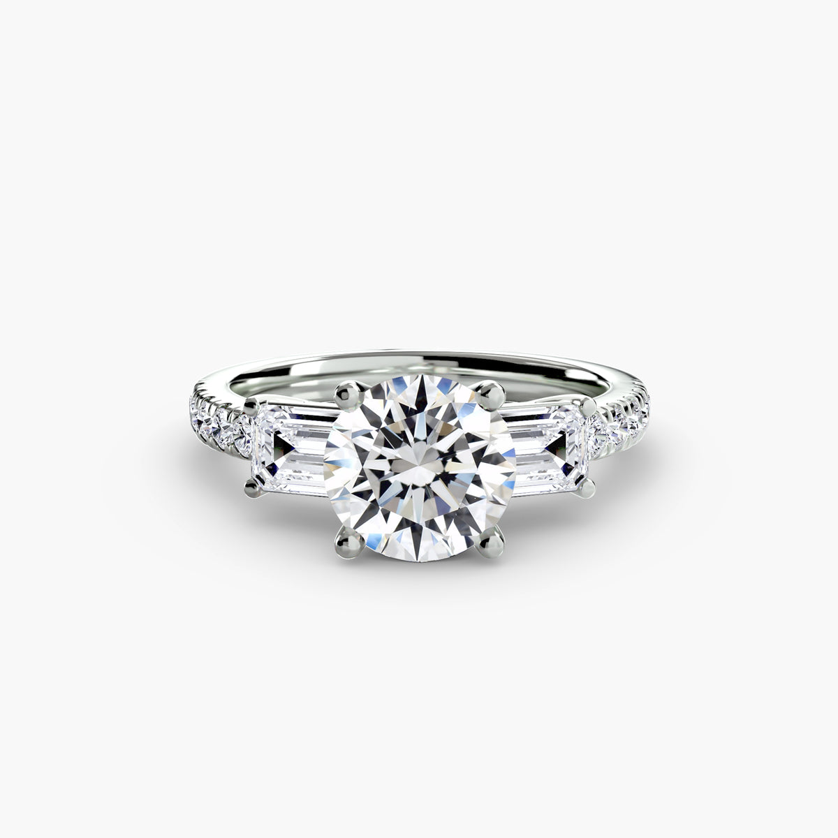 Three stone ring with pavé band 4