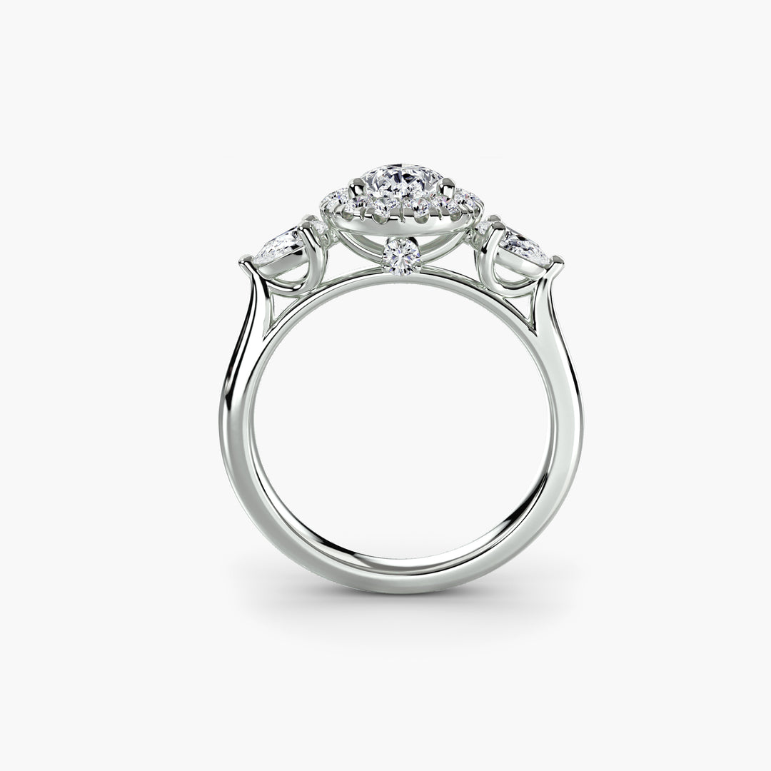 Three-Stone Ring with Halo