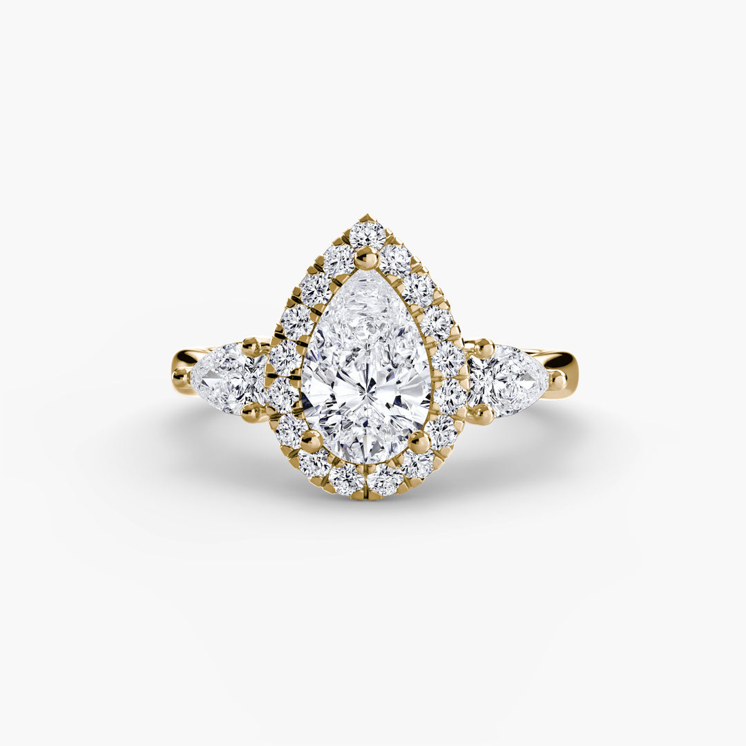 Three-Stone Ring with Halo