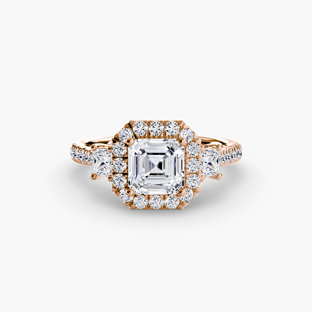 Three-Stone Ring with Halo 2