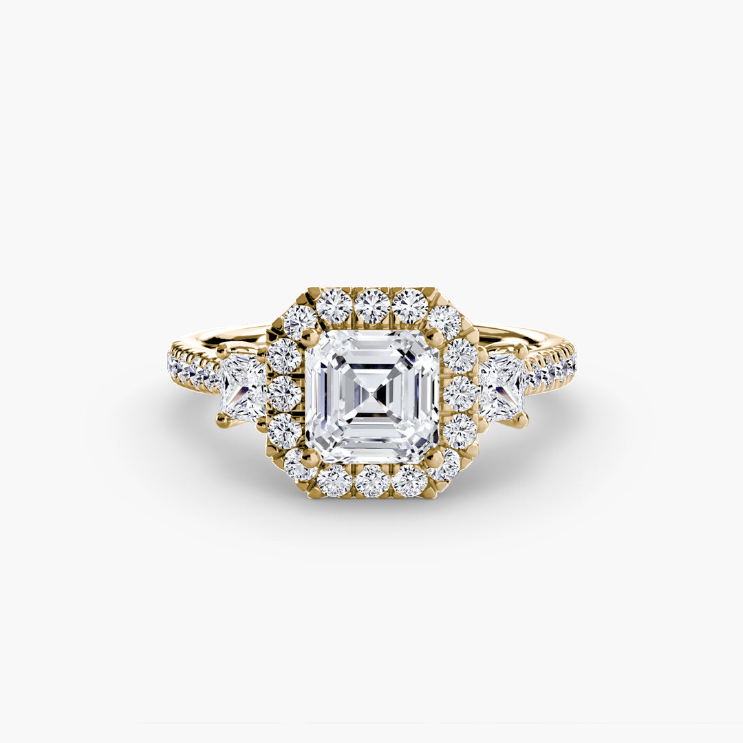 Three-Stone Ring with Halo 2