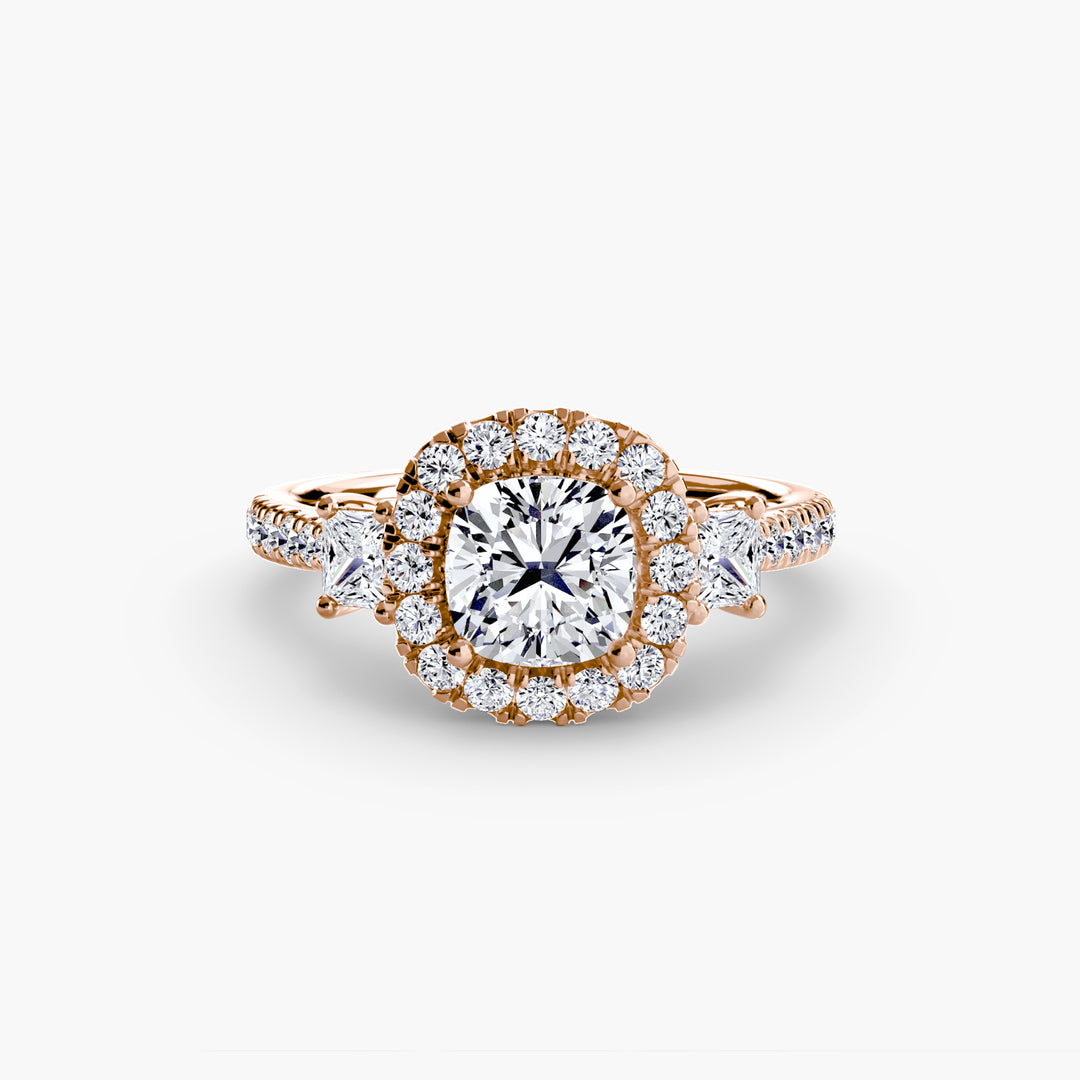 Three-Stone Ring with Halo 2