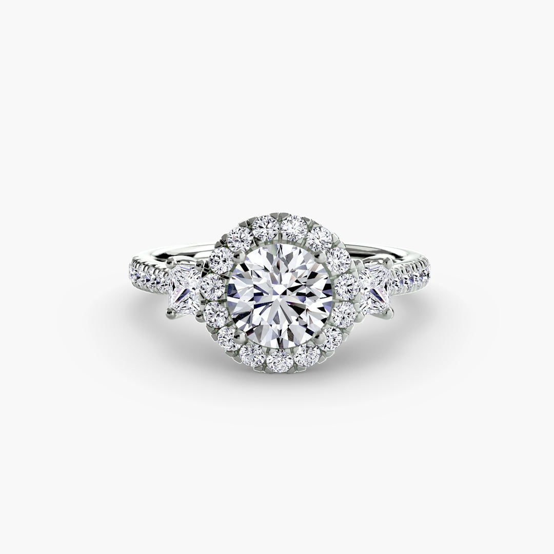 Three-Stone Ring with Halo 2