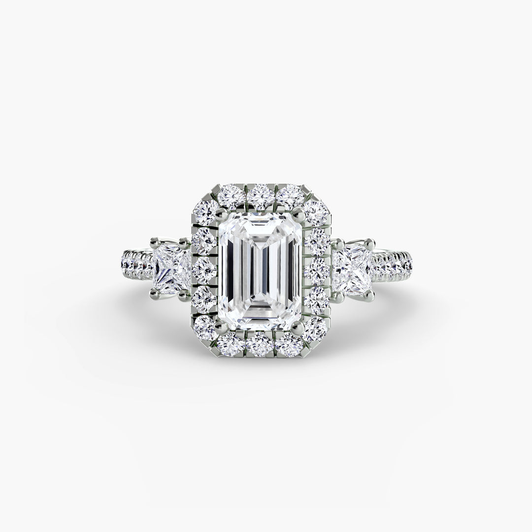 Three-Stone Ring with Halo 2