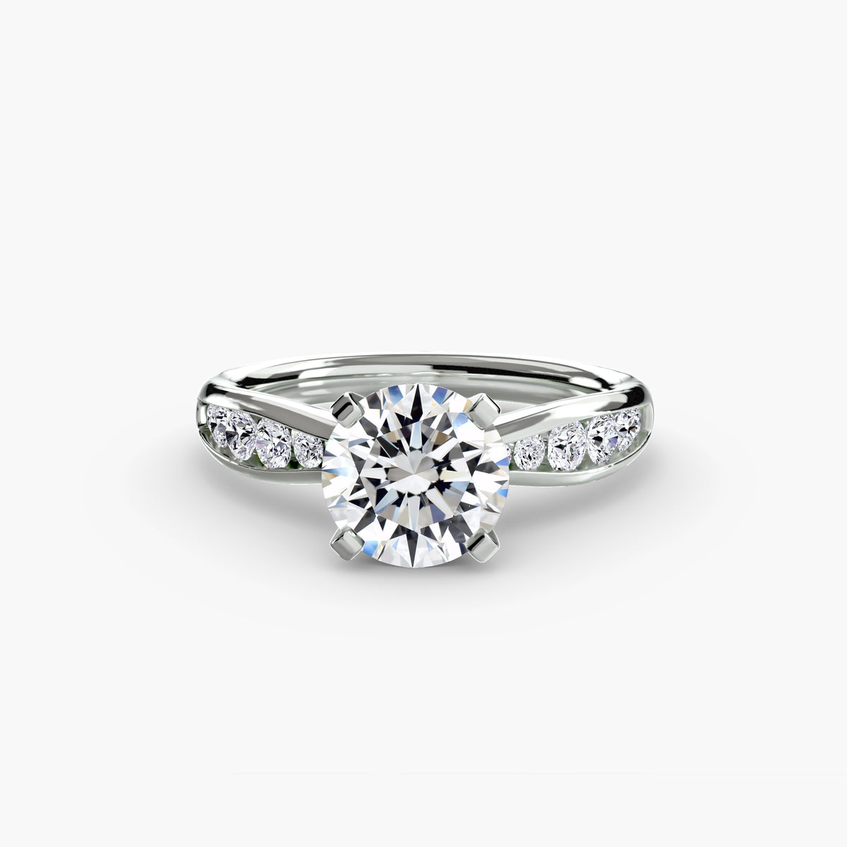 Solitaire with channel round cut accent