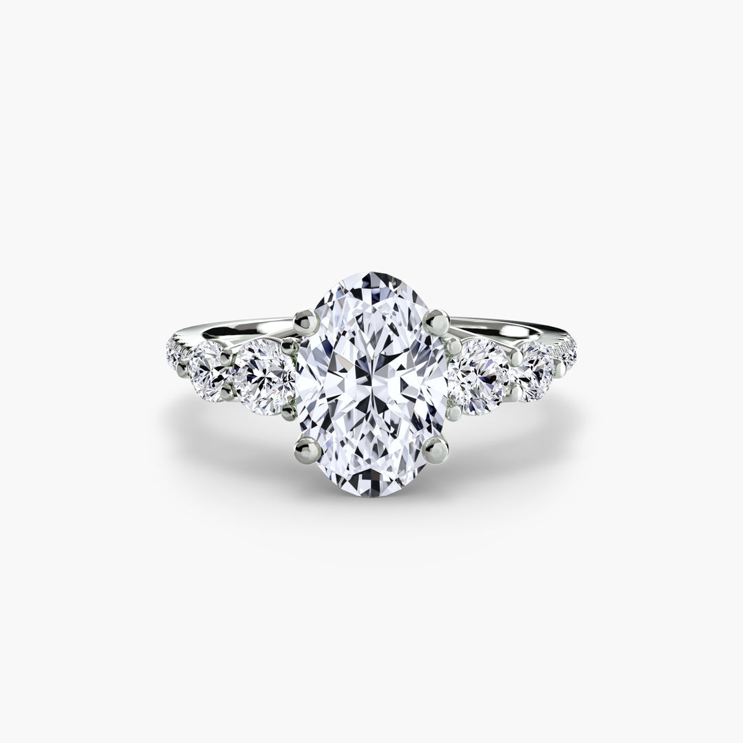Five Stone Ring with Pavé Band