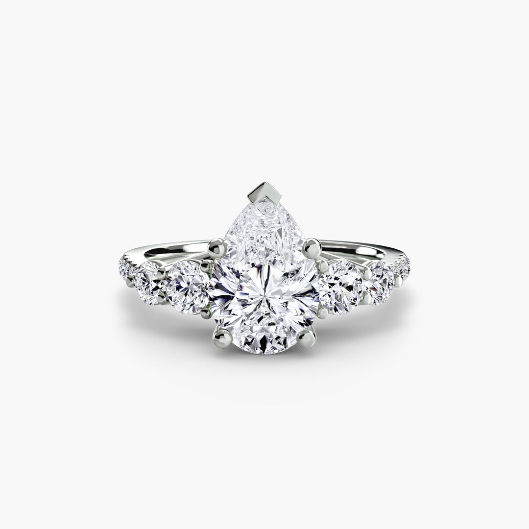 Five Stone Ring with Pavé Band
