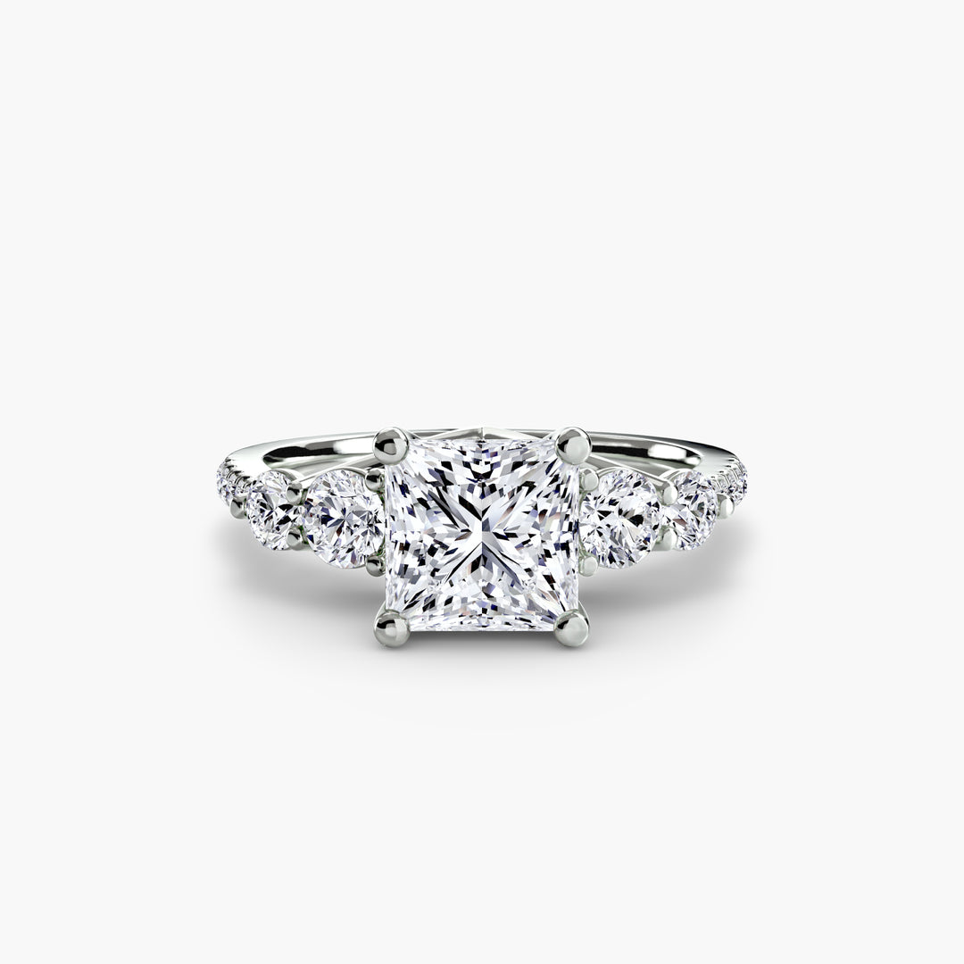Five Stone Ring with Pavé Band