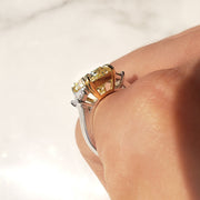 4.70 Ctw Fancy Light Yellow Radiant Cut & Trapezoids 3 Stone Ring VVS2 GIA