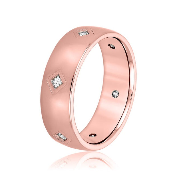 0.60 Ctw. Men's Diamond Ring Bezel Princess Cut 7mm Width