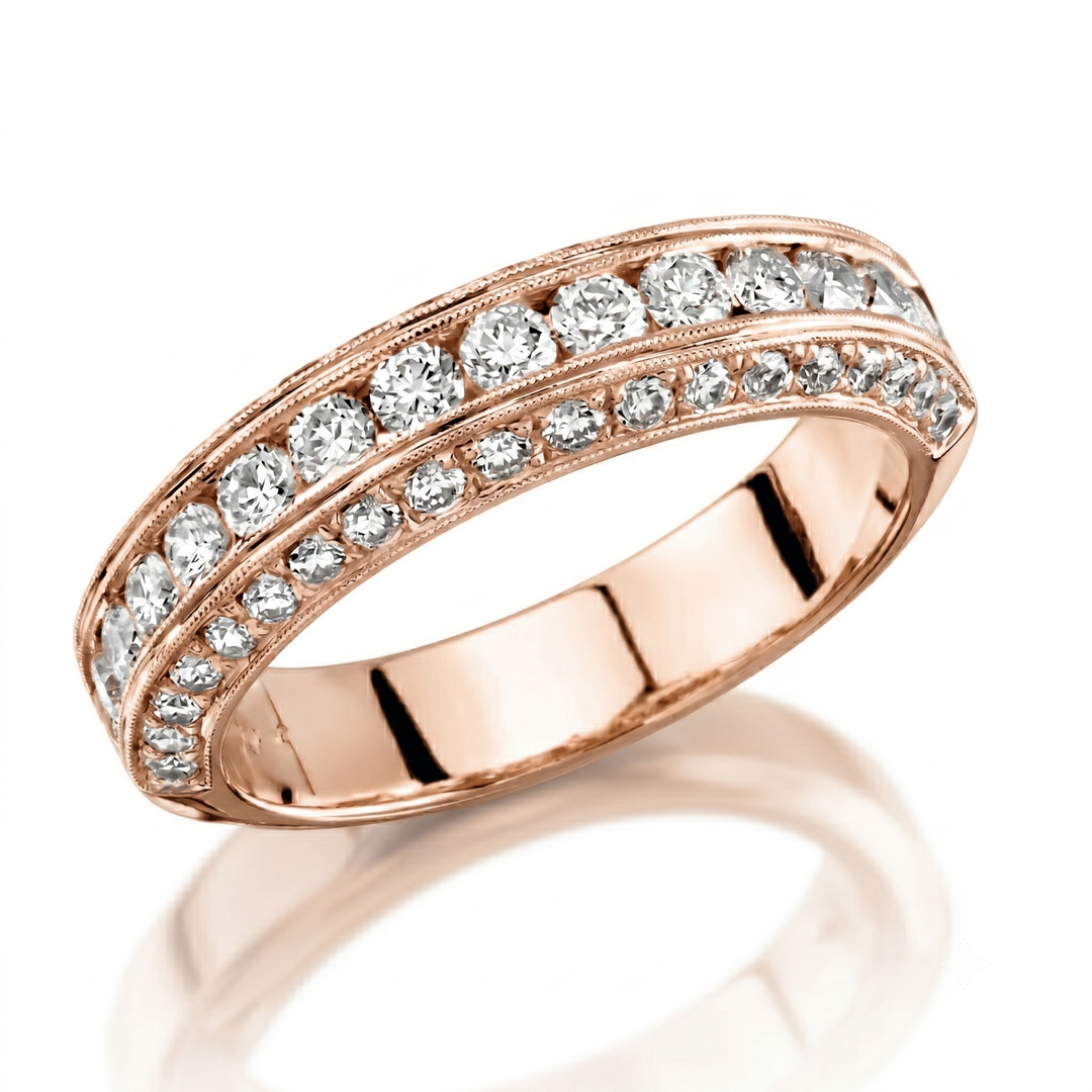 1.20 Ctw Channel & Pave Diamond Wedding Ring