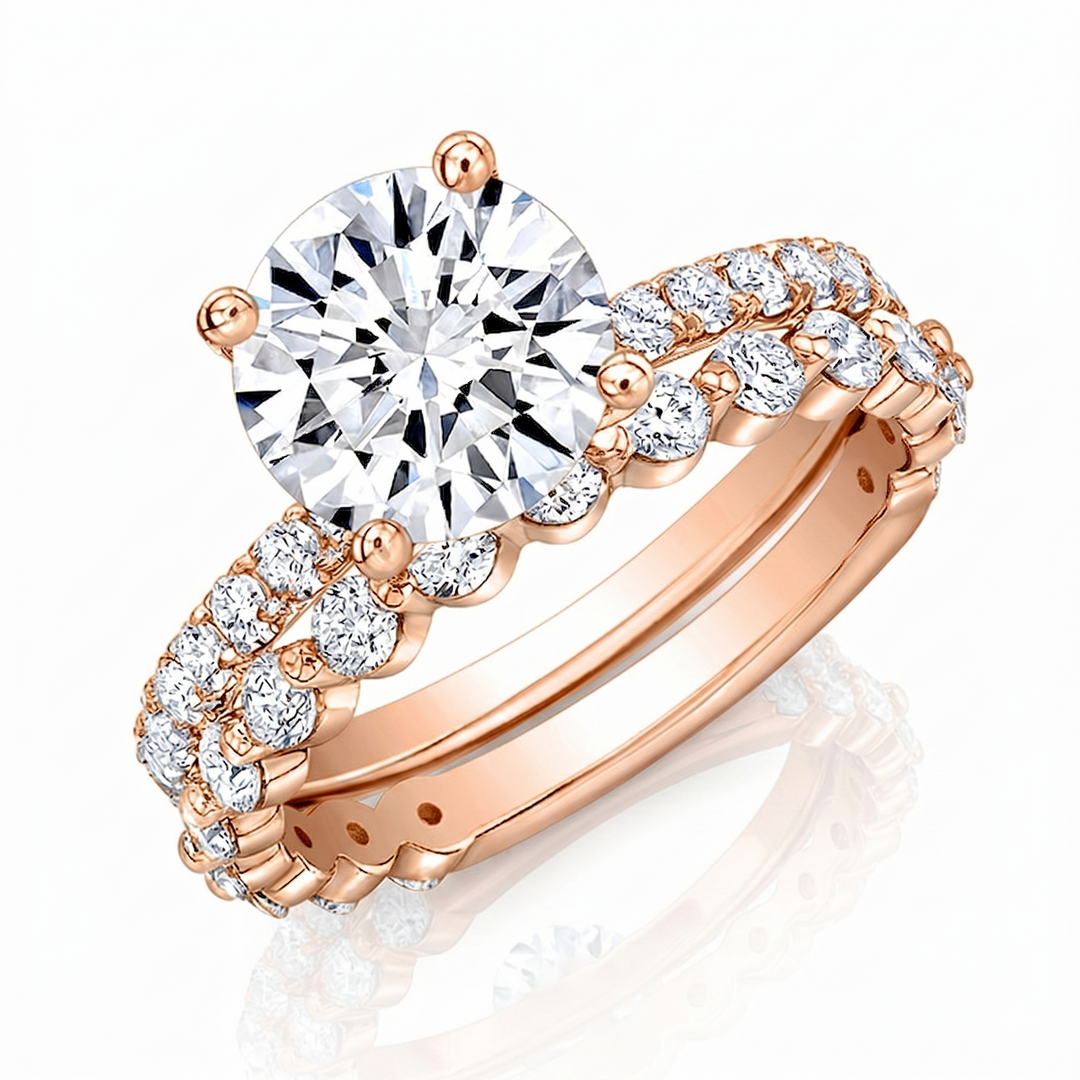 2.40 Ctw Engagement Ring Set H Color VS2 GIA Certified 3X