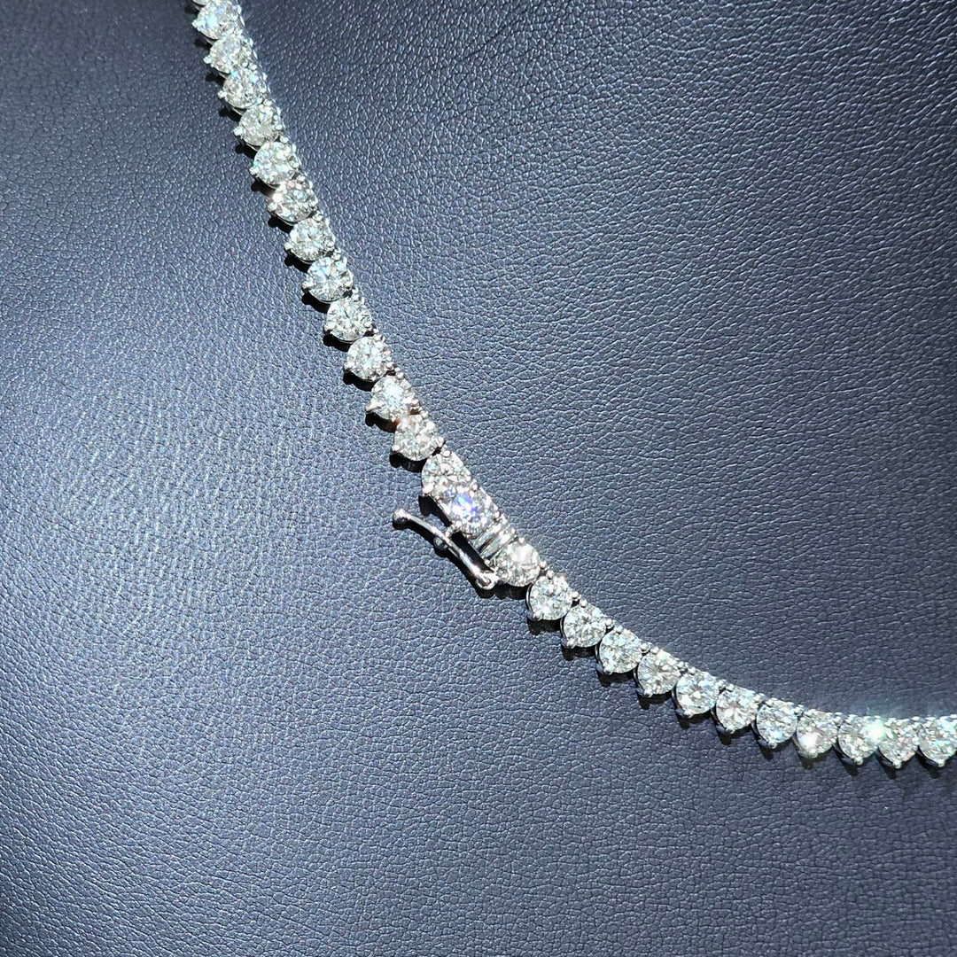 22.11 Ctw. Round Cut Lab Grown Diamond Tennis Necklace 3 Prong Style