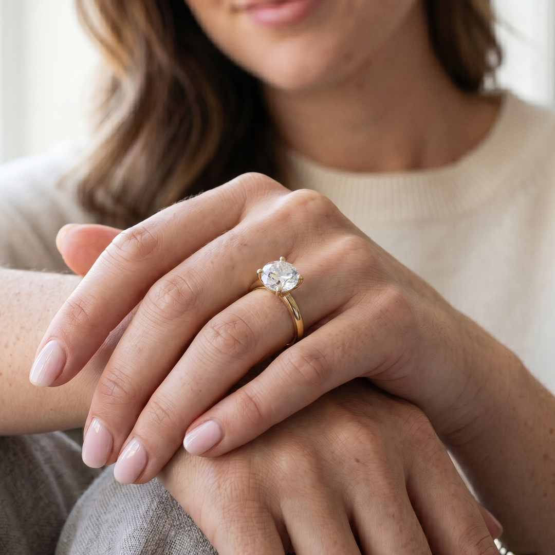 Lab Grown Round Cut Solitaire Engagement Ring D VVS1 IGI Certified